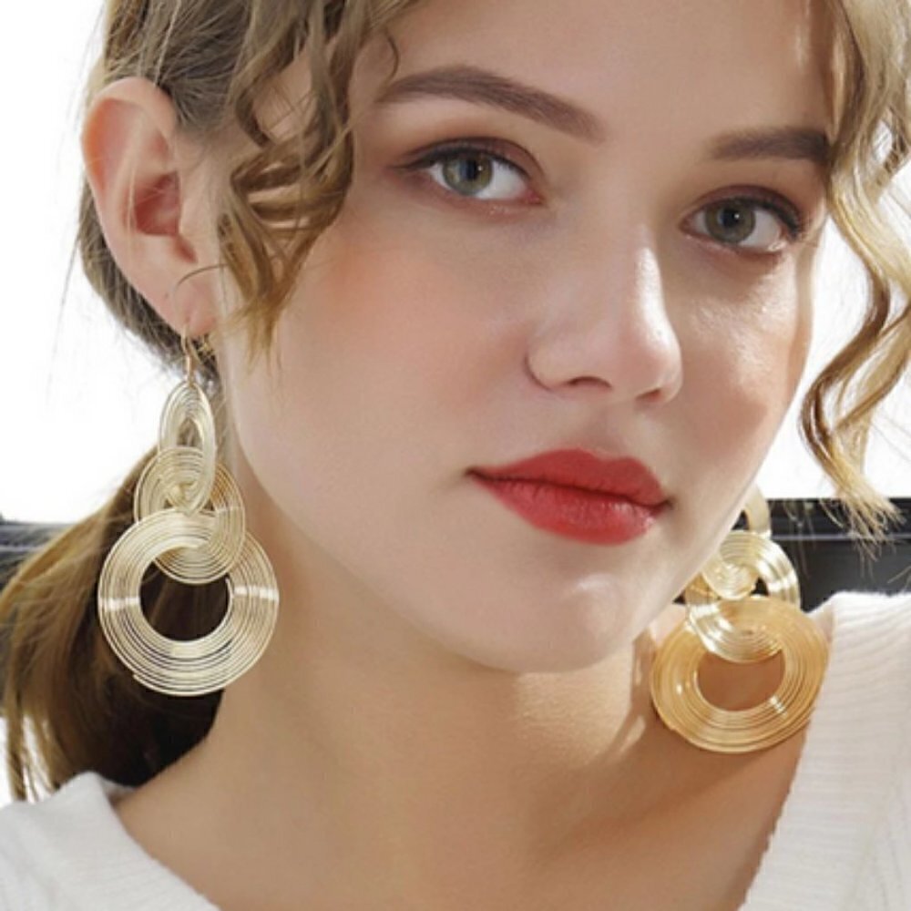 Elegant long circle earrings jewelry - Picture 2 of 8